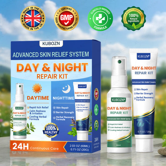 KUBOZN® Eczema Day & Night Repair System - 100% Steroid-Free Relief Duo for Intense Itch, Redness & Broken Skin