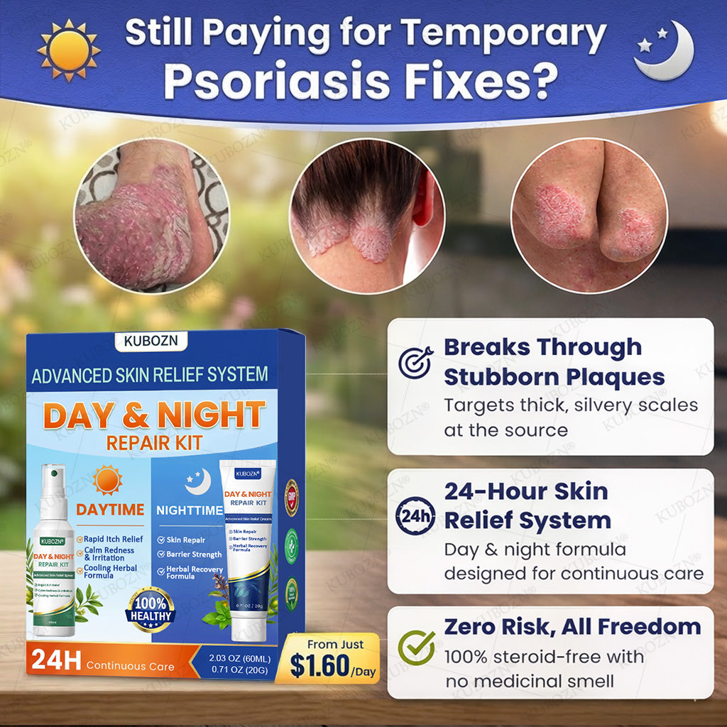 KUBOZN® 3-Min Itch Relief Psoriasis Cream – Steroid-Free Day & Night Treatment for Flaking, Scaling & Plaques