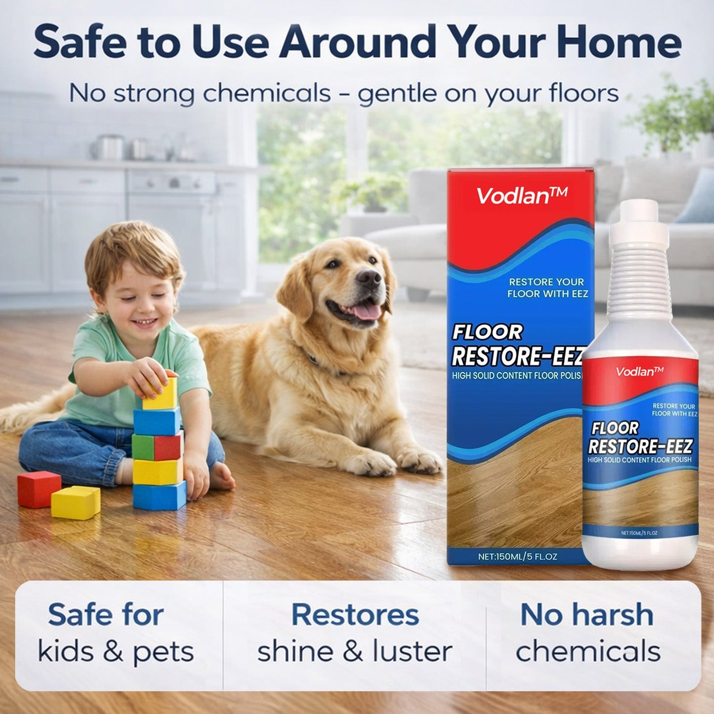 KUBOZN® Floor Restorer – Fast-drying, non-toxic shine. ✨🇫 (offer)