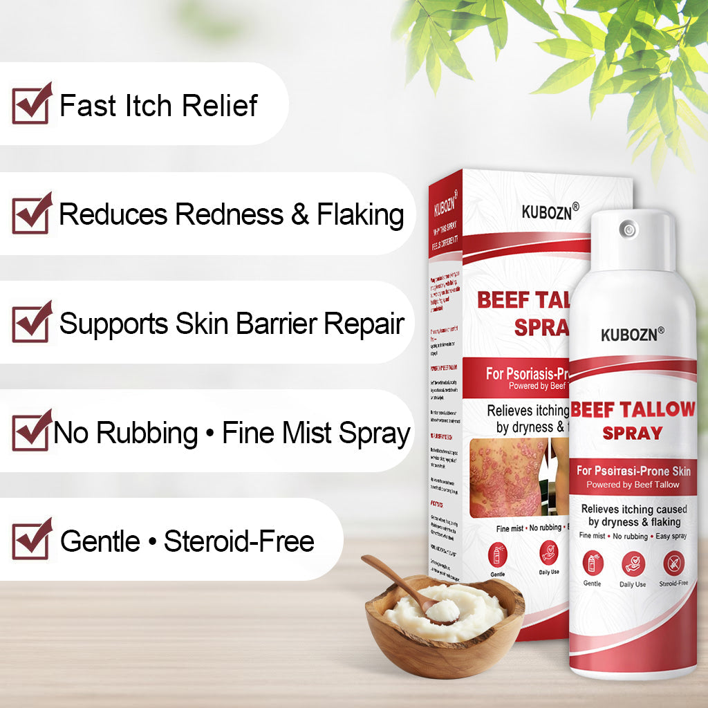 KUBOZN® Beef Tallow Spray — The No-Rub Relief for Psoriasis-Prone Skin✨