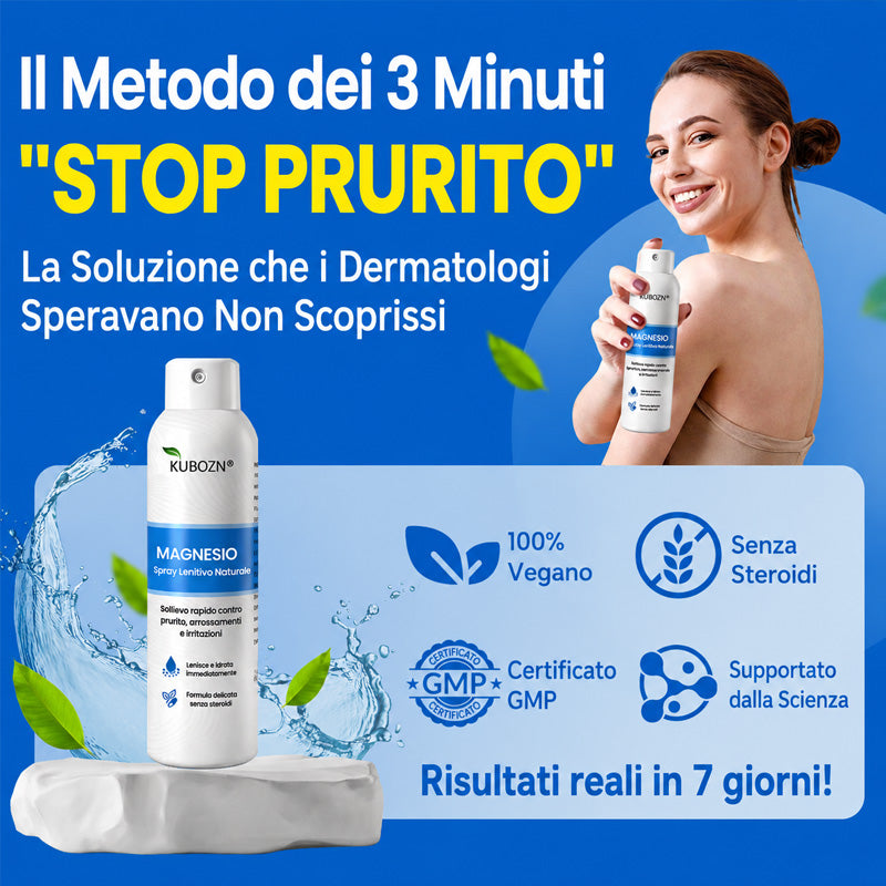 KUBOZN® Spray al Magnesio — Sollievo Rapido per Psoriasi ed Eczema