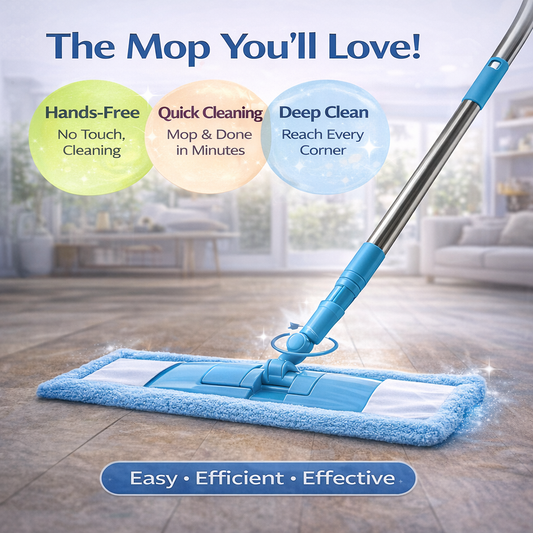 KUBOZN™ Detachable Coral Fleece Flat Mop with Stainless Steel Handle