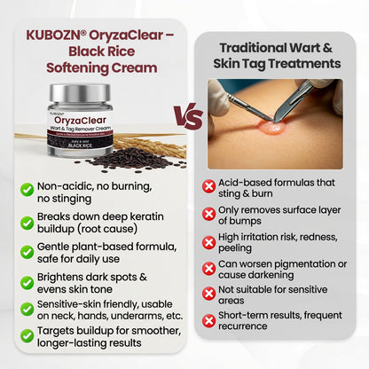 🌿KUBOZN® OryzaClear – Black Rice Softening Cream · Botanical Care for Skin Tags & Uneven Texture