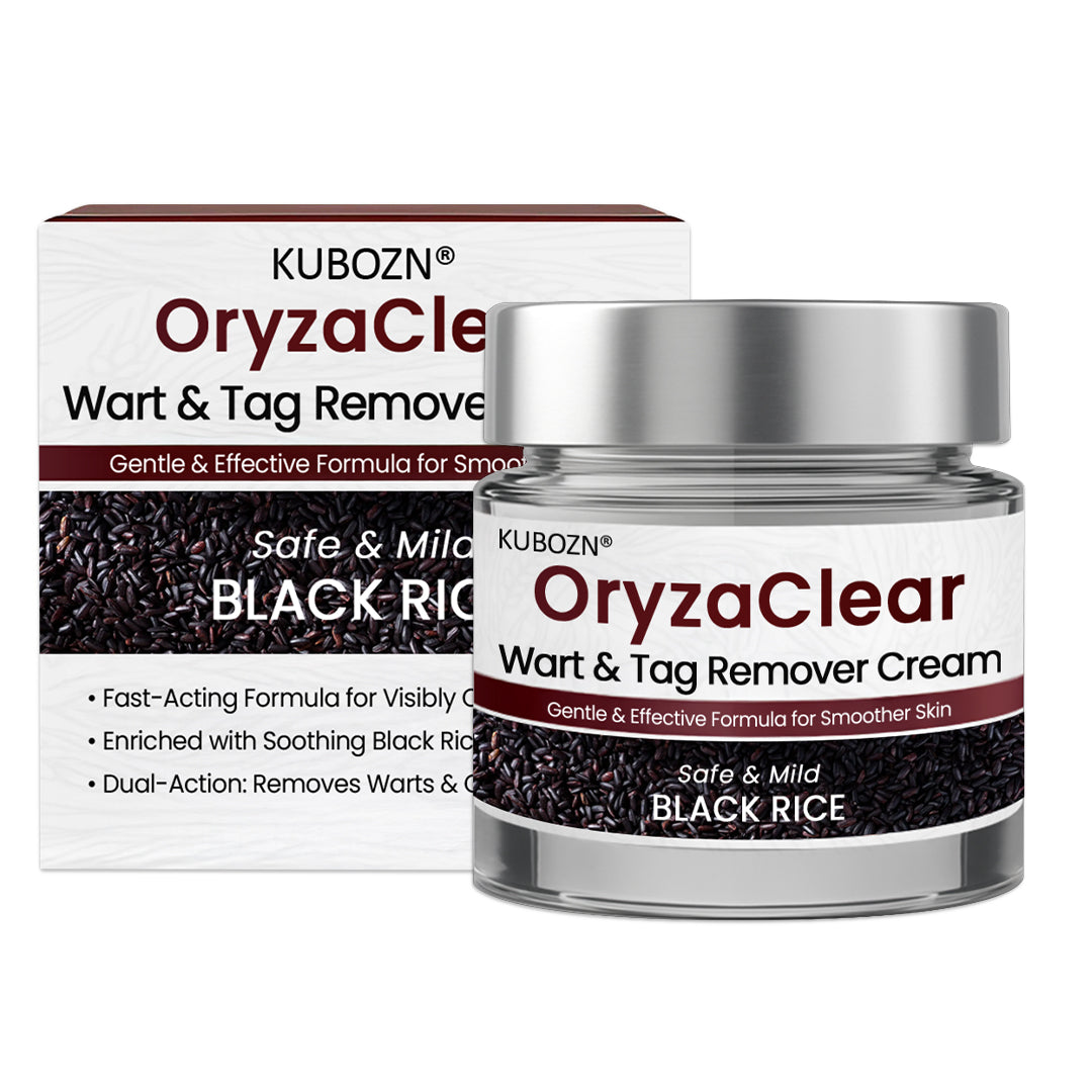 🌿KUBOZN® OryzaClear – Black Rice Softening Cream · Botanical Care for Skin Tags & Uneven Texture