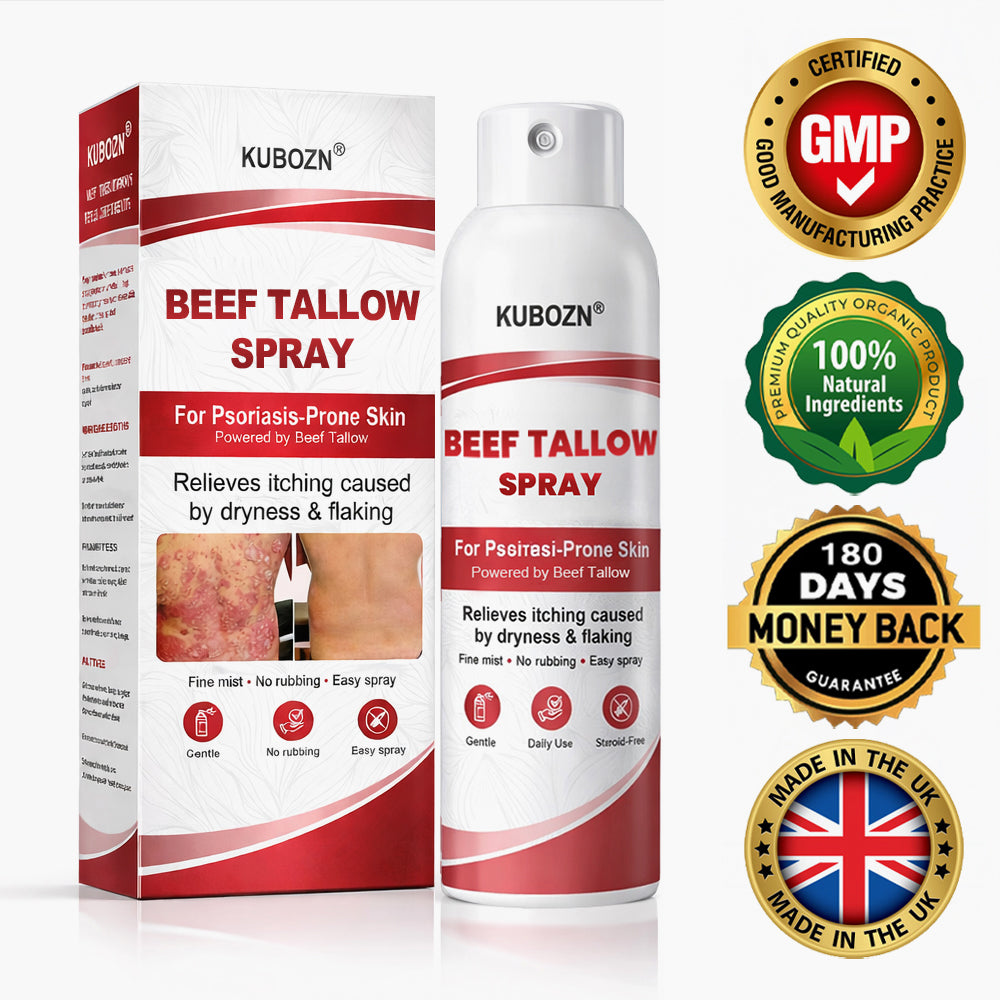 KUBOZN® Beef Tallow Spray — The No-Rub Relief for Psoriasis-Prone Skin✨