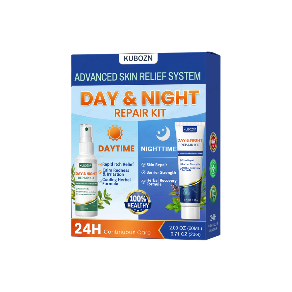 KUBOZN® Eczema Day & Night Repair System - 100% Steroid-Free Relief Duo for Intense Itch, Redness & Broken Skin