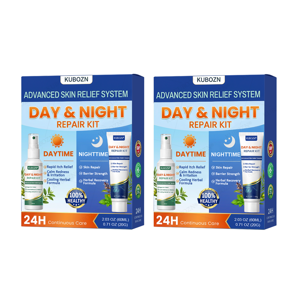 KUBOZN® Eczema Day & Night Repair System - 100% Steroid-Free Relief Duo for Intense Itch, Redness & Broken Skin