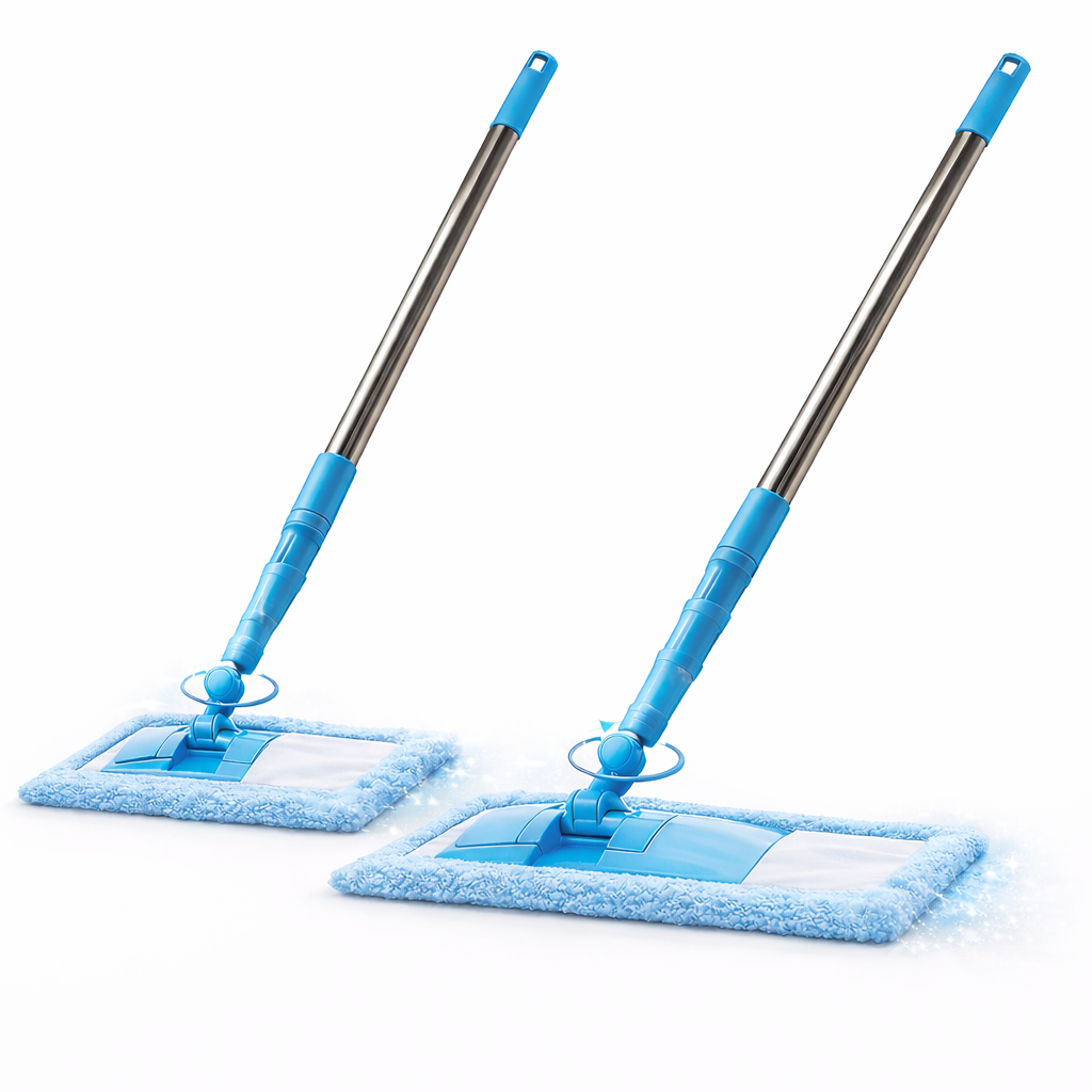 KUBOZN™ Detachable Coral Fleece Flat Mop with Stainless Steel Handle